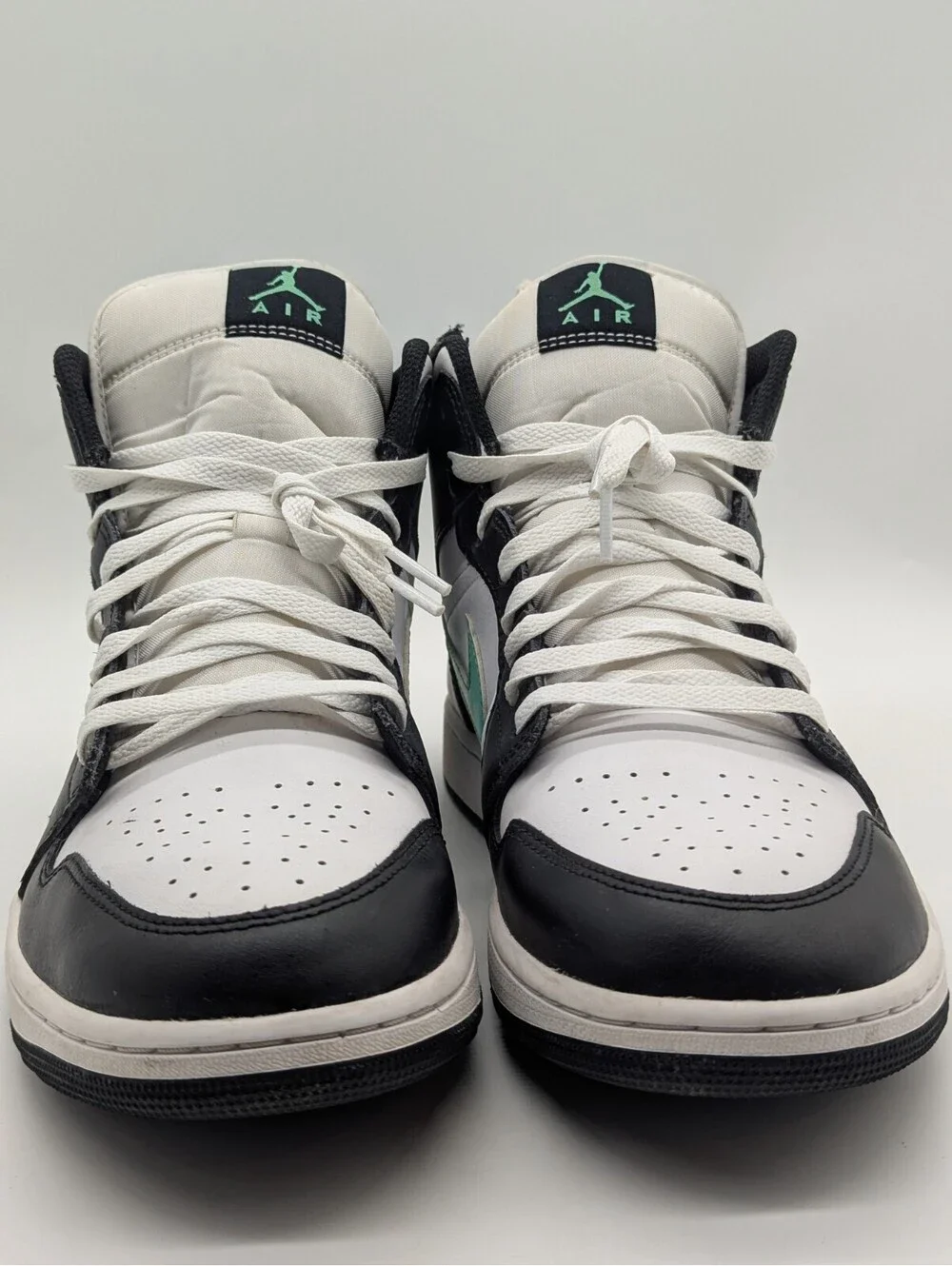 Nike Jordan 1 Mid Green Glow White Black Mens Size 12 Shoes Sneakers DQ8426-103